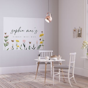 Bee Party Backdrop Template, Bee Birthday Party, Floral Garden Party, Watercolor Bees, First Bee Day, Editable Template INSTANT DOWNLOAD