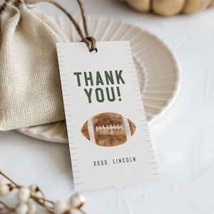 Etiquetas de regalo de cumpleaños de fútbol: Plantilla imprimible de etiquetas de agradecimiento (descarga instantánea)