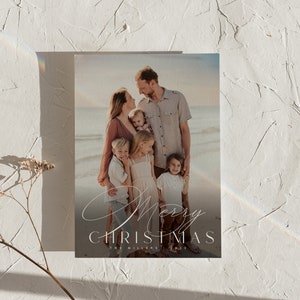 Christmas Photo Card Template, Picture Holiday Card, Modern Holiday Card Template, Family Christmas Card Printable Digital Corjl Download
