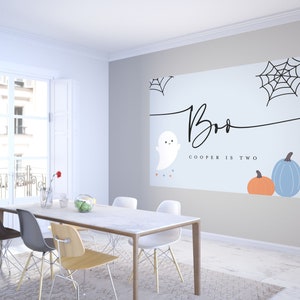Spooky One Halloween Birthday Backdrop: Ghost Decorations (INSTANT DOWNLOAD)