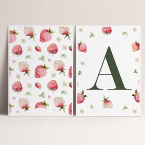 Banner de cumpleaños de fresa, primer cumpleaños de bayas, decoraciones editables de fiesta de fresas, DESCARGA INSTANTÁNEA