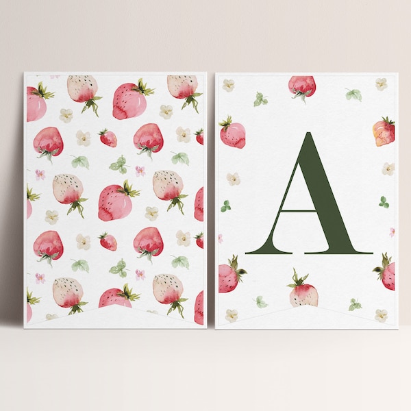 Strawberry Birthday Banner, Berry First Birthday, Editable Strawberry Party Decorations, INSTANT DOWNLOAD