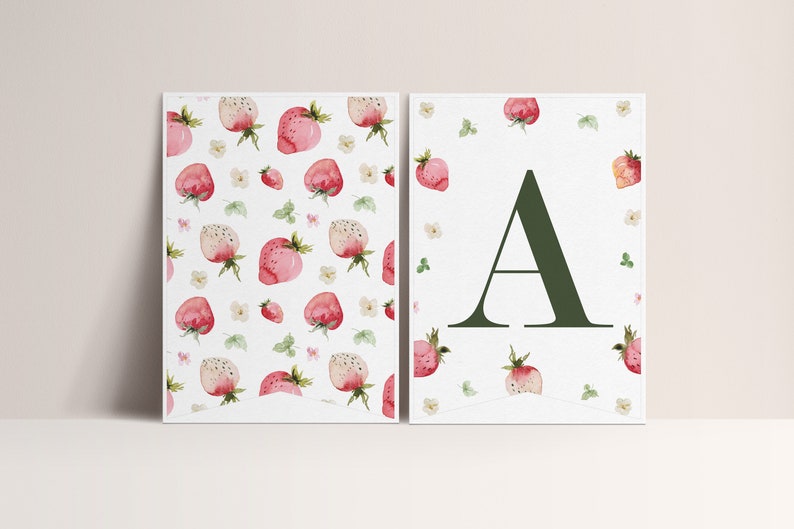 Strawberry Thank You Card, Berry First Birthday, Strawberry Party Decorations, INSTANT DOWNLOAD image 4