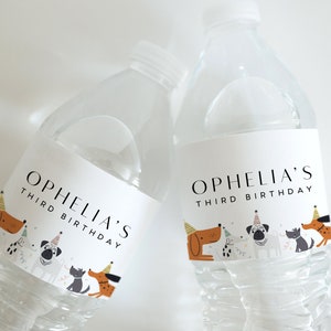 Dog Birthday Water Bottle Label Template: Puppy Party Decor (Digital Download)