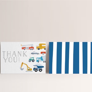 Transportation Thank You Card, Truck Birthday Thank You Cards, Cars, Construction Trucks, Editable  Thank You Card, INSTANT DOWNLOAD