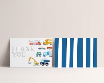 Transportation Thank You Card, Truck Birthday Thank You Cards, Cars, Construction Trucks, Editable  Thank You Card, INSTANT DOWNLOAD