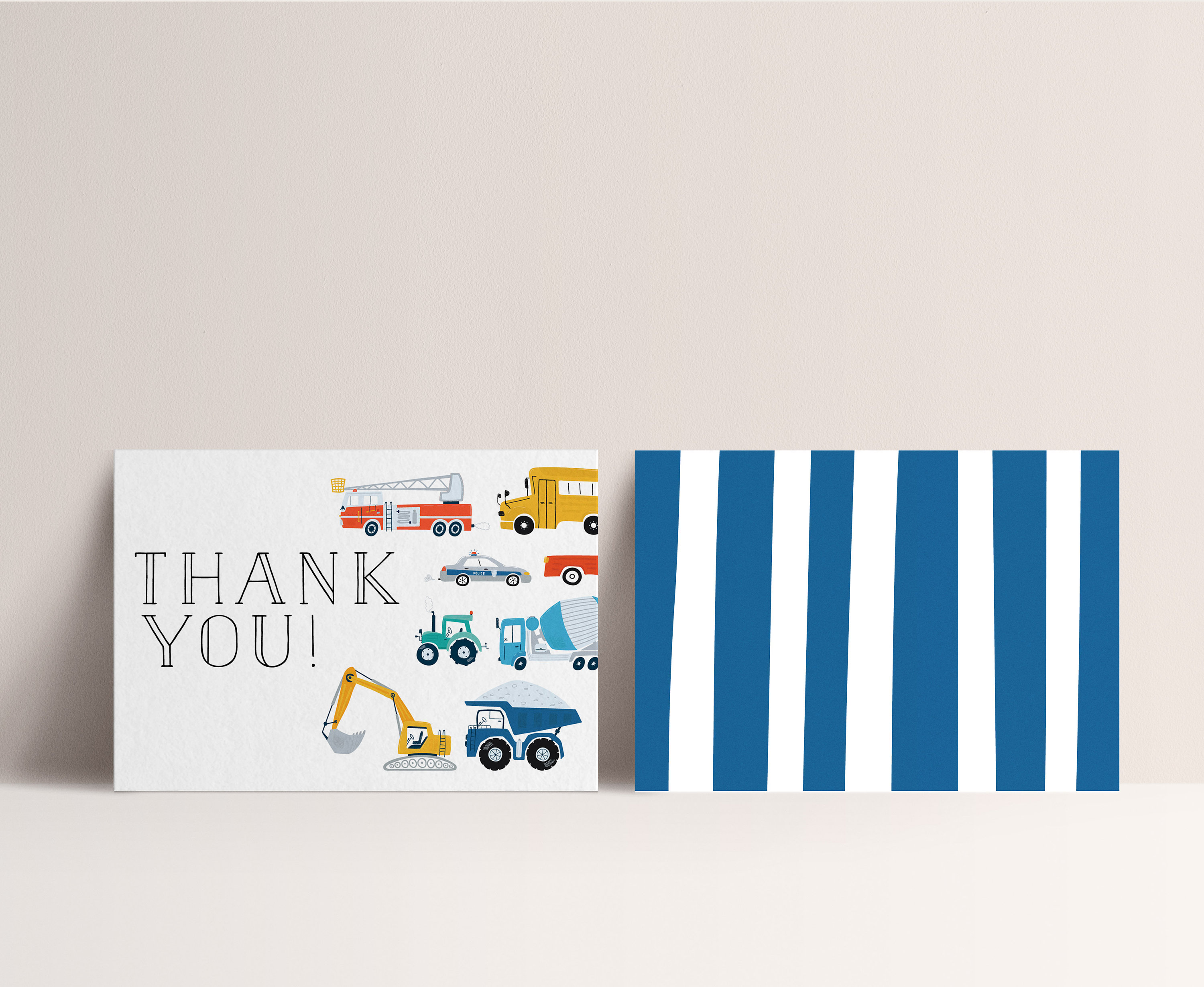 Transportation Thank You Card Truck Birthday Thank You Cards | Etsy