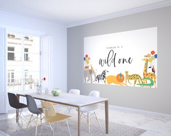 Wild One Safari Backdrop: Party Animals Banner (INSTANT DOWNLOAD)