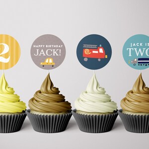 Transportation Cupcake Toppers: Car, Truck Birthday (INSTANT DOWNLOAD)