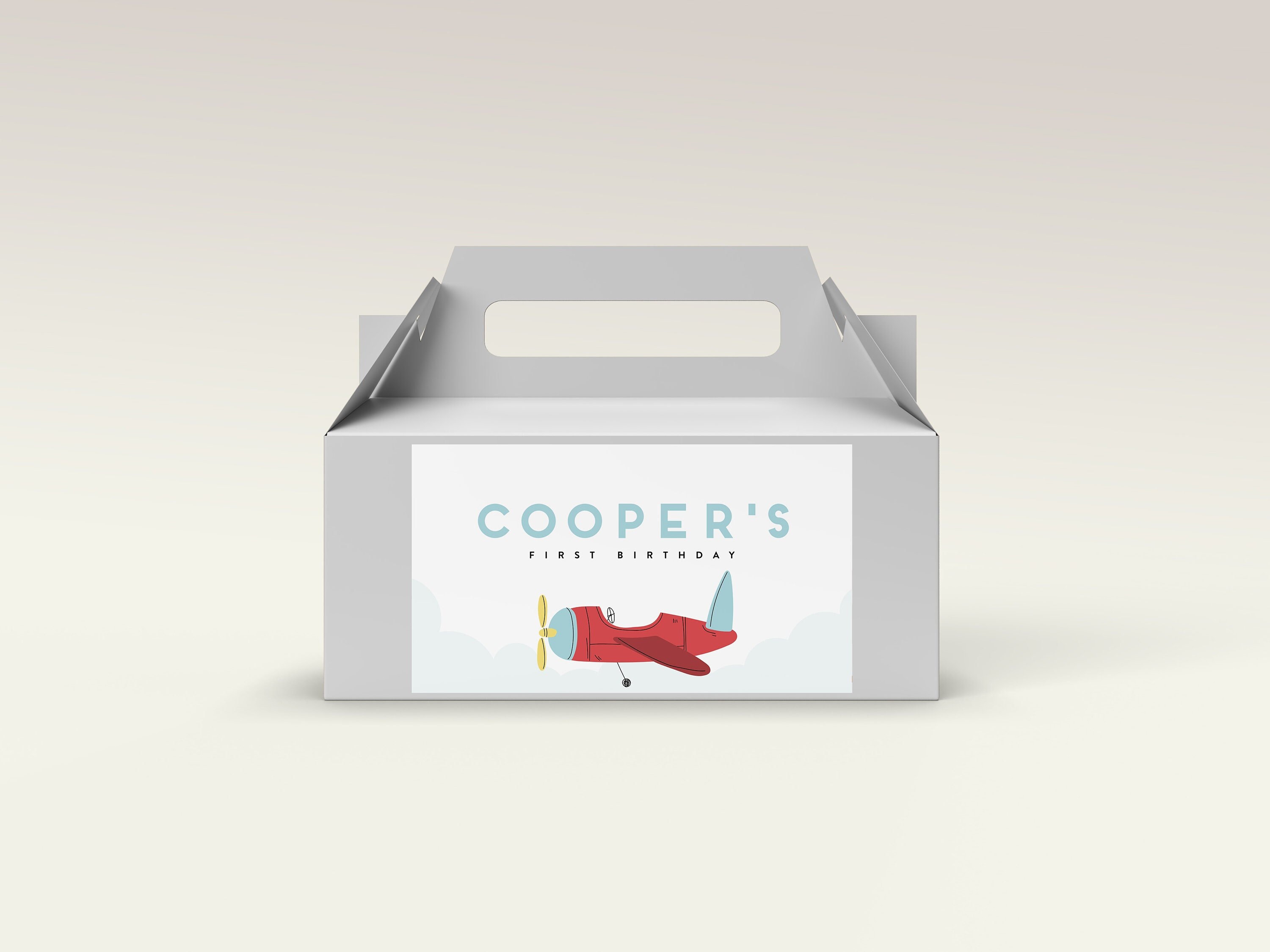 Airplane Birthday Favor Box Label: Editable Aviation Party (Digital Corjl Template)