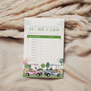 Bearbeitbare Golf Score Card Geburtstag Par-Tee-Spiel Golfen Geschwister Hole-in-One Aktivitätskarten Laden Sie die druckbare Vorlage herunter Digital Corjl