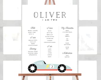 Vintage Race Car Milestone Board: Two Fast Birthday (Instant Download)
