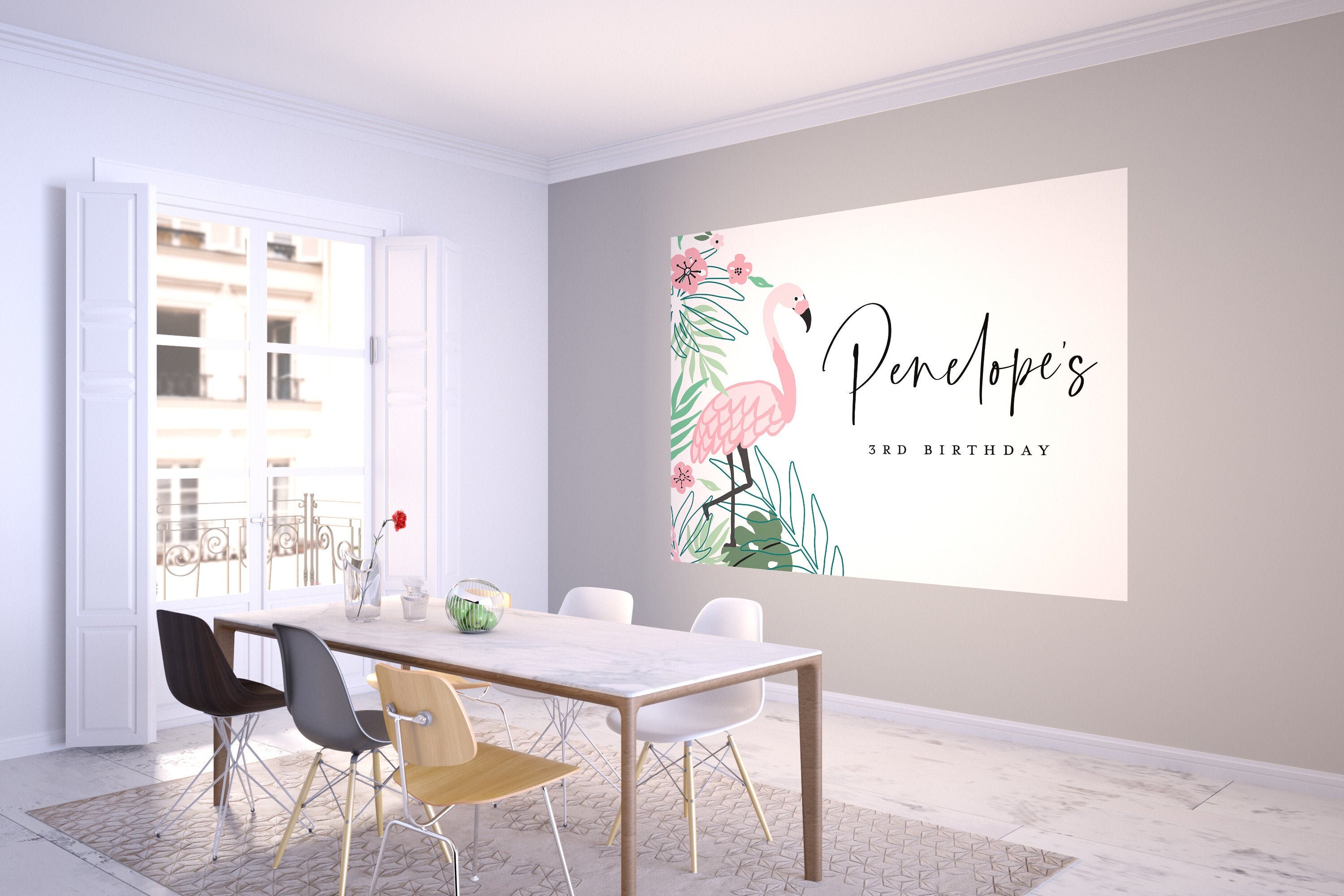 Flamingo Banner Backdrop Flamingo Birthday backdrop Flamingle decorations photo backdrop INSTANT DOWNLOAD