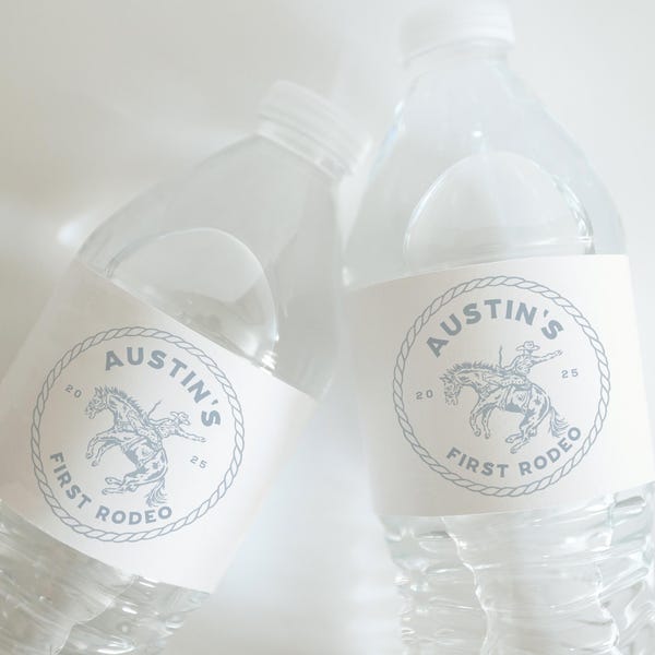Rodeo Birthday Water Bottle Label Template: Western Cowboy (Digital Download)