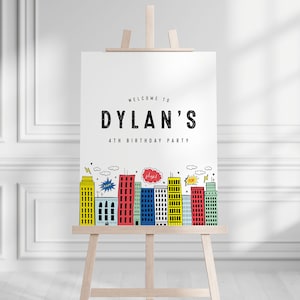 Superhero Birthday Welcome Sign: Editable Party Template (Instant Download)
