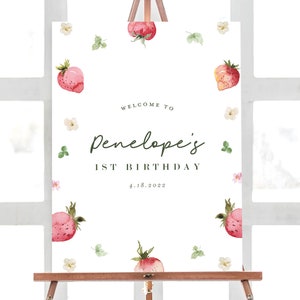 Berry First Birthday Invitation Modern Strawberry Invitation Strawberry Birthday Editable Digital Template INSTANT DOWNLOAD image 9