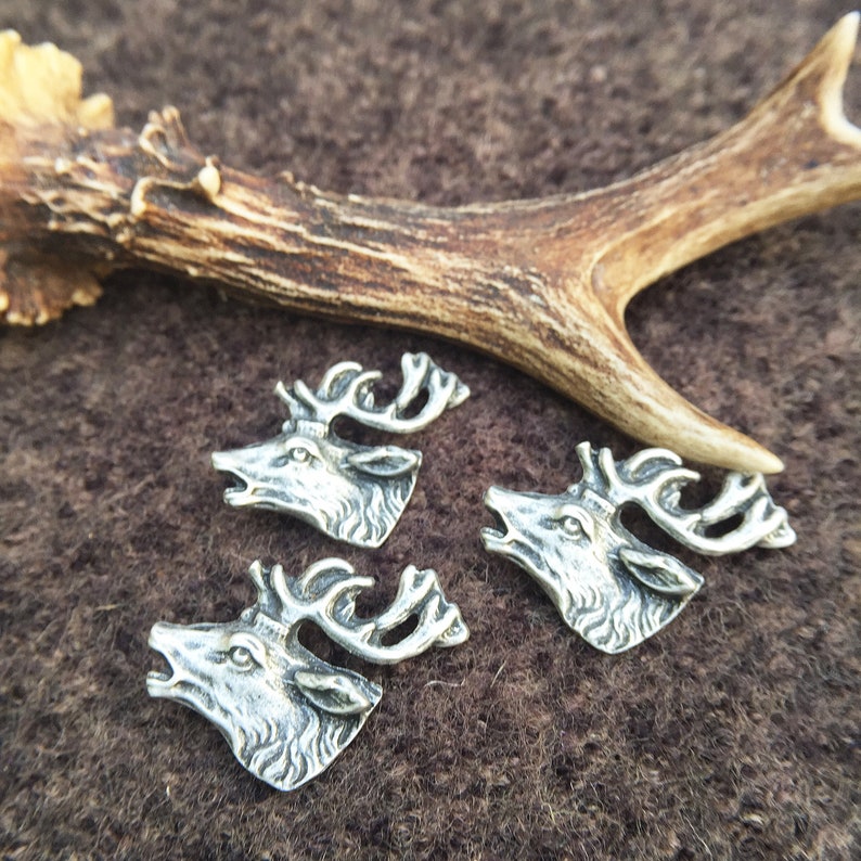 Pin deer antler hat pin metal antiqued silver colored Etsy