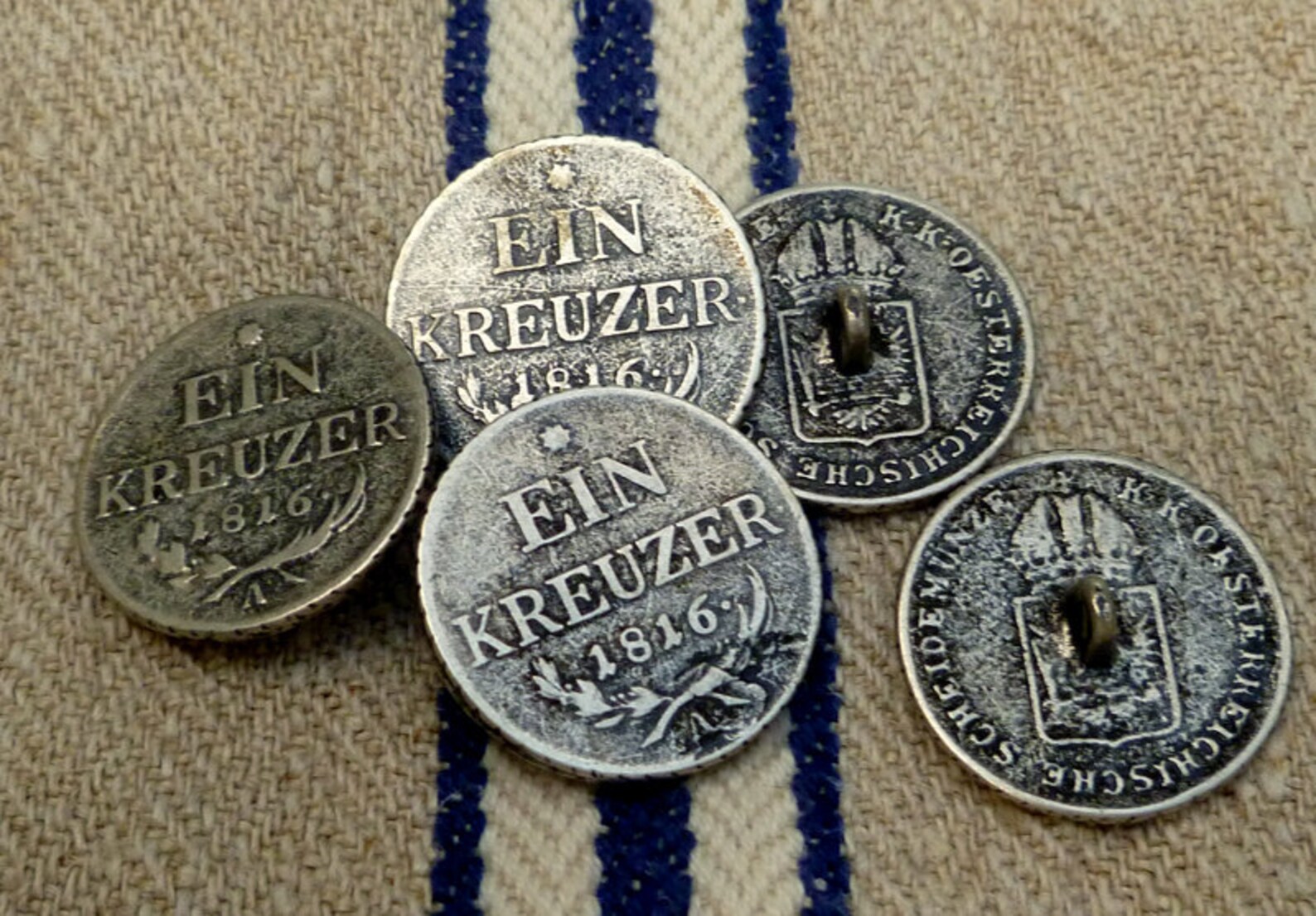 Metal Coin Buttons Antiqued Silver Colored 25 Cm 098 Etsy