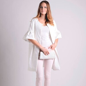 Elegant White Spring Coat, Occasion Wear, Classic Outerwear, Women&#39;s Fashion, Springtime Style, ti.nyu, tinyu