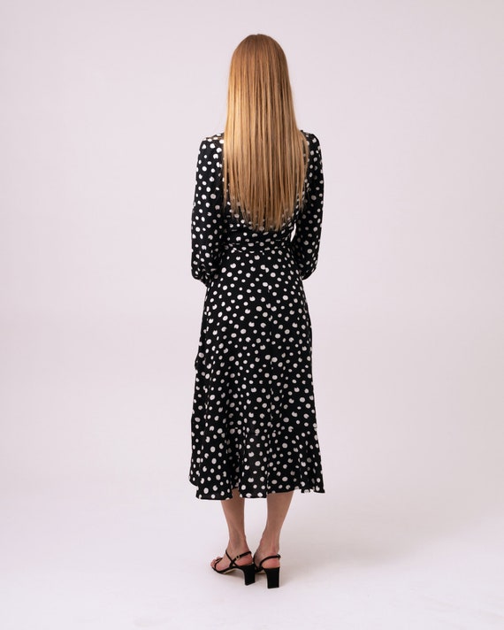 Polka Dot Ruffle Wrap Dress, Black and White Assymetric Dots, Flirty,  Summer Spring Fall Dress Size S/ EU 36/ US 4/ UK 8, Ti.nyu - Etsy