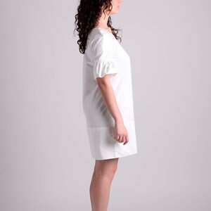White ruffle sleeve cotton spring/summer dress image 2