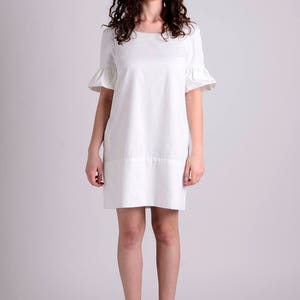 White ruffle sleeve cotton spring/summer dress zdjęcie 1