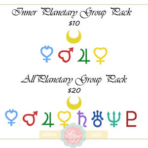 Planetary Symbol Temporary Tattoo Packs