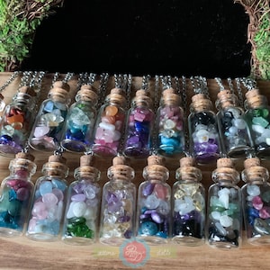 Pride crystal bottle necklace || LGBTQIA+ stone chip glass flags