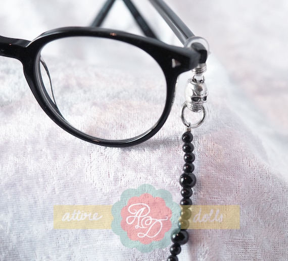 Reapers Glasses Chain || Black Beaded Skull Fantasy Inspired
