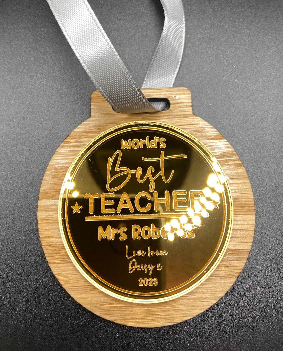 World's Best Teacher Gold Medal Teacher Medal - Etsy
