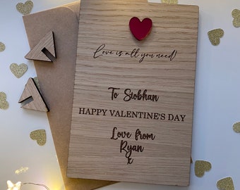 Red Heart Wooden Valentine's Card | Eco-Friendly Card | For the One I Love