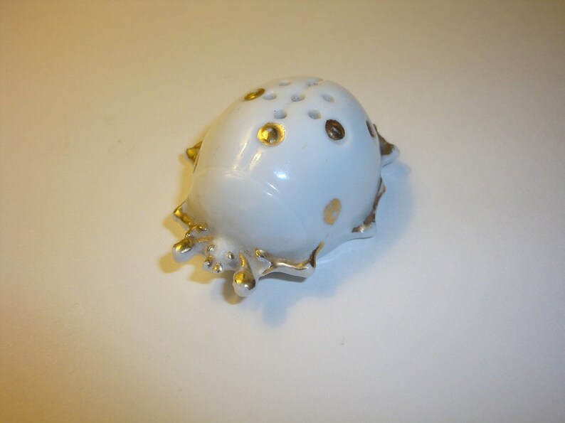 Vintage Beetle Ladybug Porcelain Insect Salt Shaker 1800/'s Victorian Antique White Porcelain Gold Accents Cork Bottom Rare Unique Piece