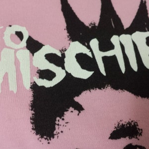 Into Mischief hand screen printed, red or pink, cotton infant onesie for Misfits & punk fans image 3