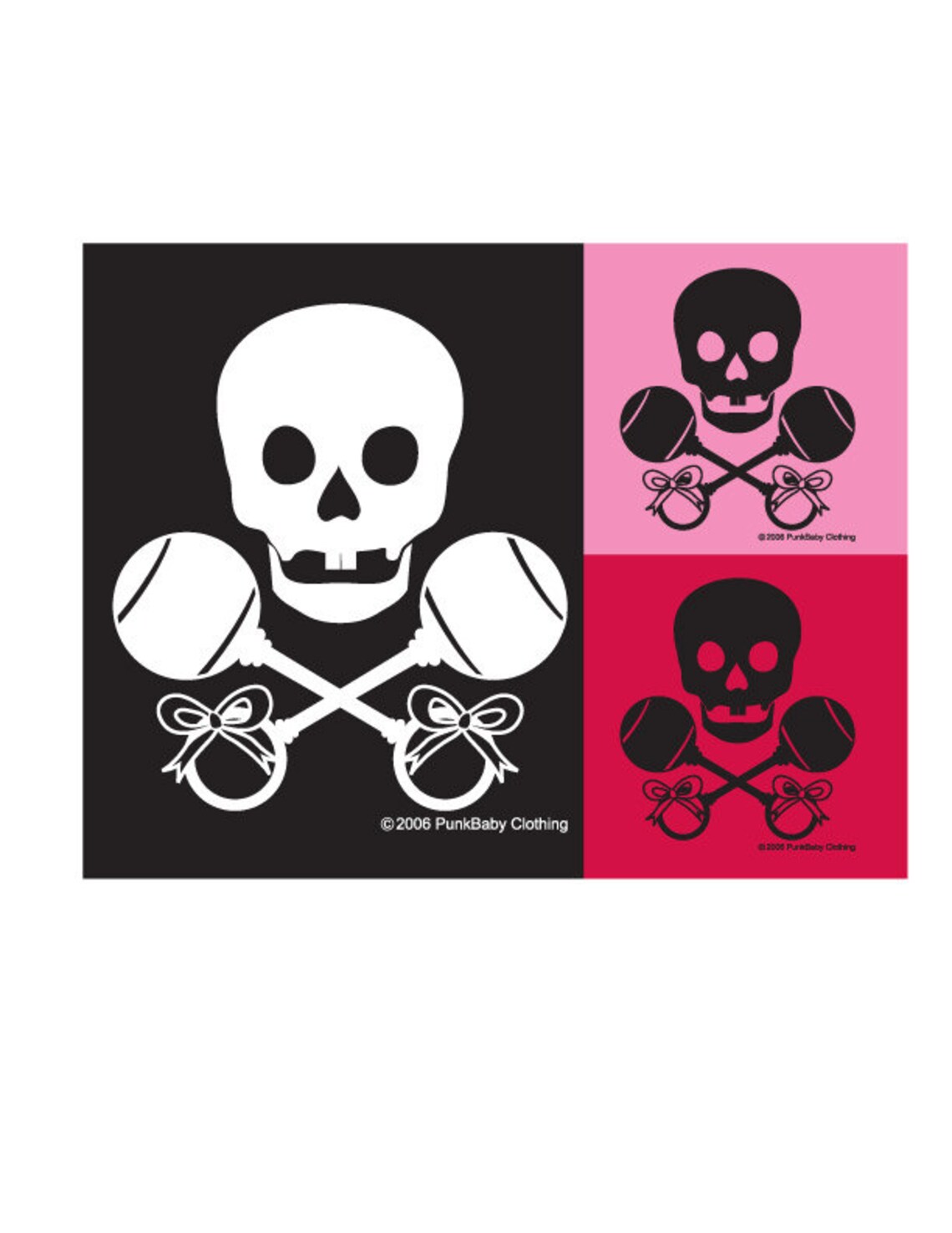 Punk Baby, Skull & Rattles Logo, Hand Screen Printed, Black/white ...