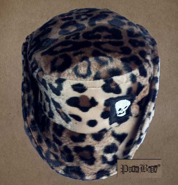 Faux Fur Leopard Cowboy and Bucket Hat With Embroidered  display picture 3