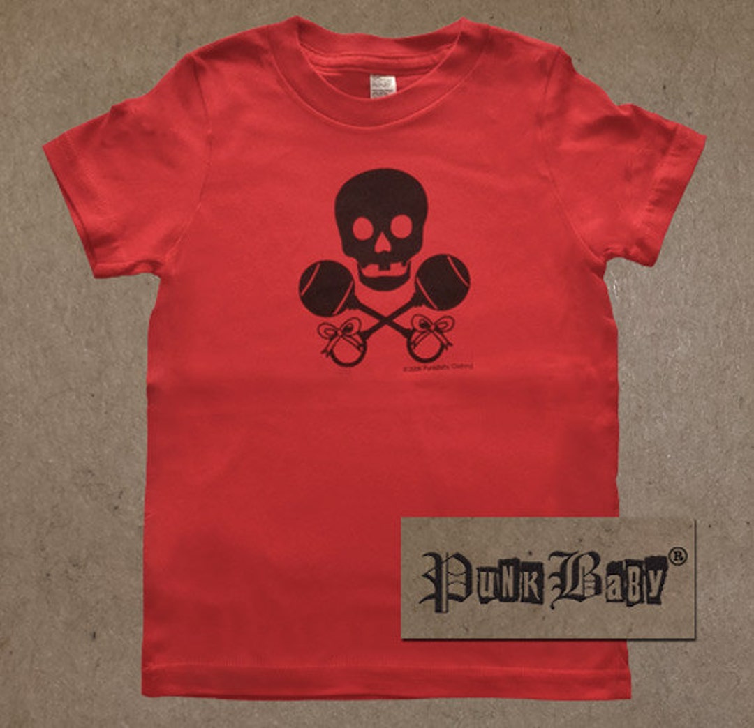 Punk Baby, Skull & Rattles Logo, Hand Screen Printed, White or Red ...