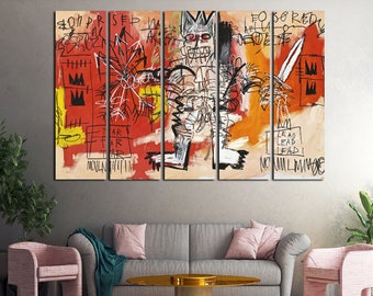 Street art canvas print, Abstract Graffiti art, Modern wall decor, Extra large wall art, Urban jean-michel art, Large home decor, J-M B