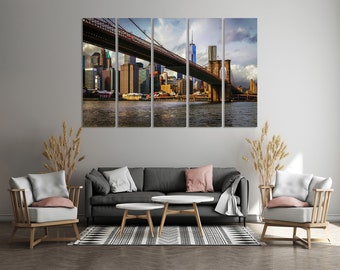 Brooklyn Bridge Canvas Sets, New York City Stylish Artwork for Home, New York Wall Decoration, Brooklyn Popular Art for Gift, American Decor