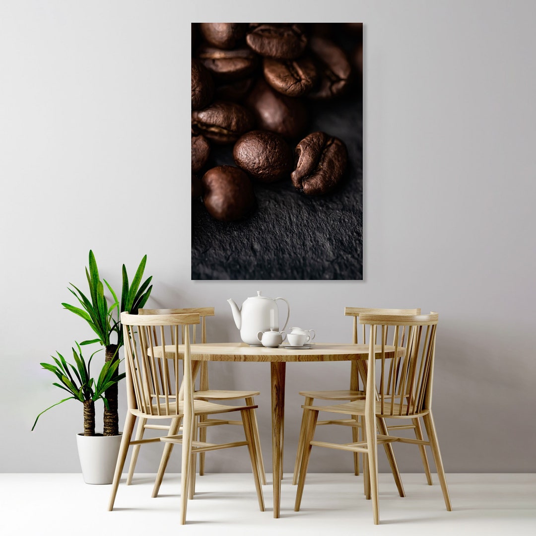 Coffee Beans Print Canvas, Coffee Art for Kitchen Decor, Coffee Art