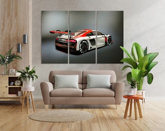 Audi R8 Pictures Printing on Canvas, Sport Car Creative Decoration for Wall, Racing Car Art for Gift,  Sport Car Best Gift for Car Racer