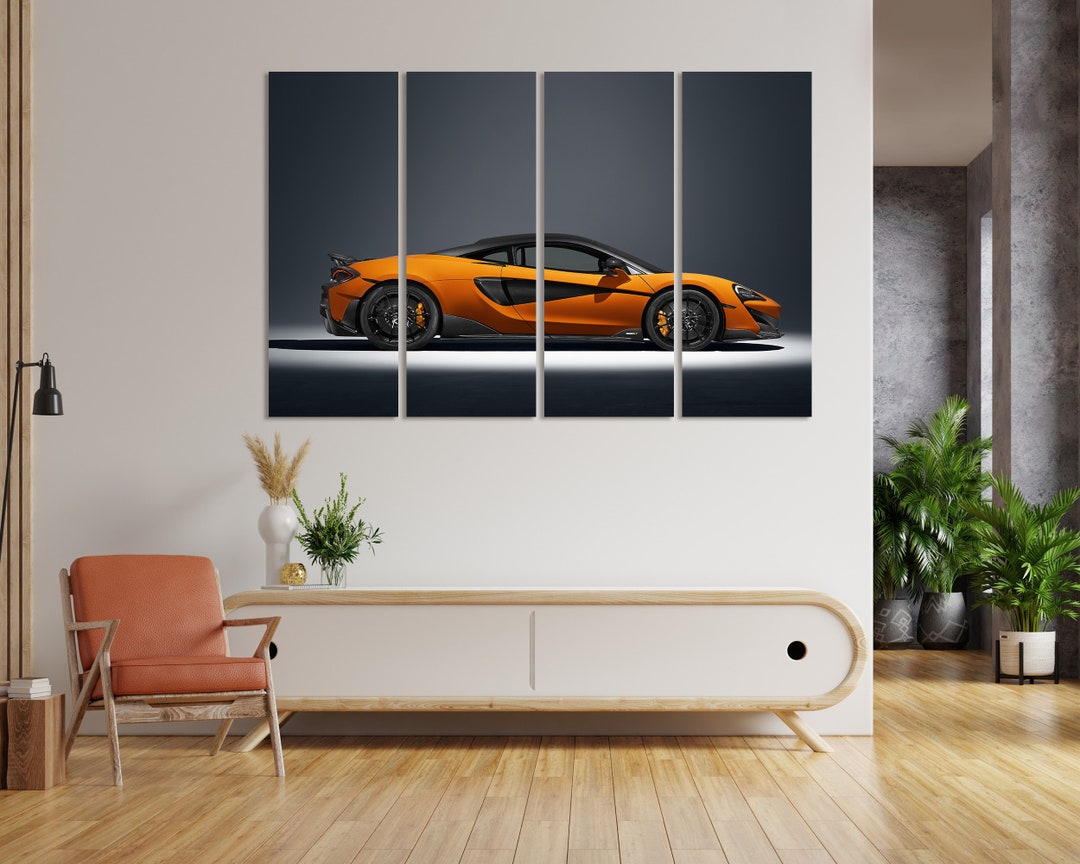 Orange Mclaren 600LT Large Art for Wall, Mclaren Painting Wall Decor ...