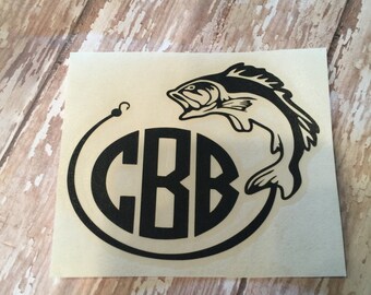 30 0z Yeti Tumbler- Fish Hook Monogram Decal