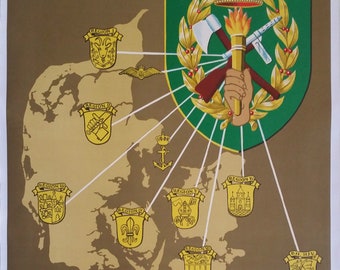 Cartel de reclutamiento de guardia de casa danés de la década de 1960 - cartel original de la vendimia