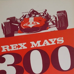 Carrera de coches de ruedas abiertas de los años 60 "REX MAYS 300" - Póster vintage original