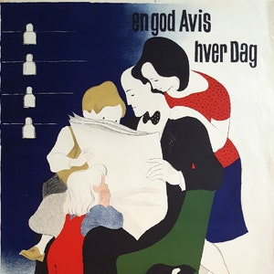 1940s Newspaper Advertisement by Arne Ungermann Aarhus Stiftstidende Original Vintage Poster image 1