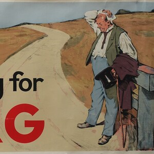 Pubblicità della birra Tuborg degli anni '50 "The Thirsty Man" (versione super ampia) - Poster vintage originale