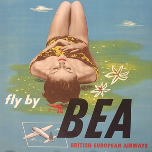 1940s Fly by British European Airways Holiday - Cartel vintage original