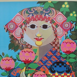 1980s Bjørn Wiinblad's Flower Girl (large) - Original Vintage Poster