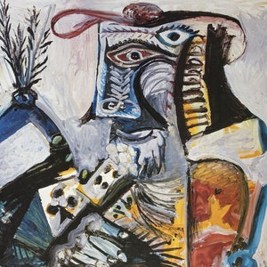 1988 Picasso Cardplayer en el Museo de Arte Moderno de Louisiana - Póster Vintage Original
