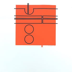 1970 Danish Modern Art (Orange) by Ole Schwalbe - Original Vintage Poster